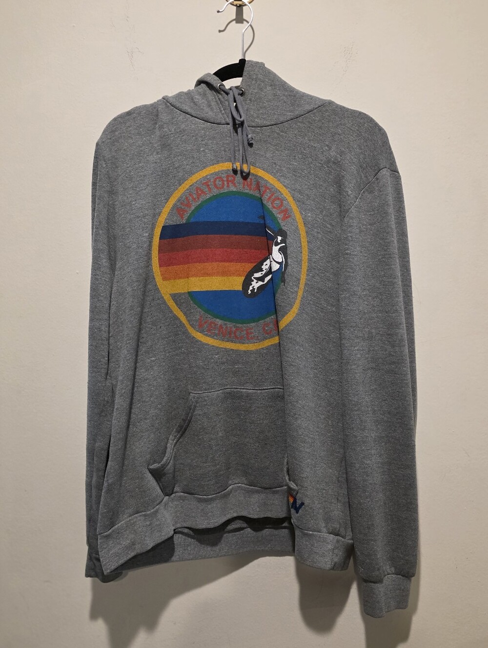 Gray Hoodie Sweatshirt with Rainbow Graphic